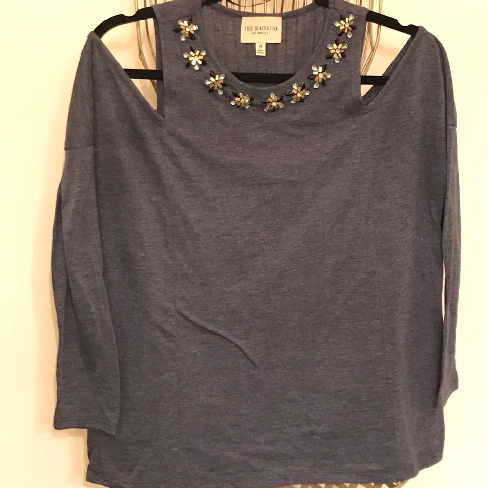 Cold shoulder blouse with embellishments